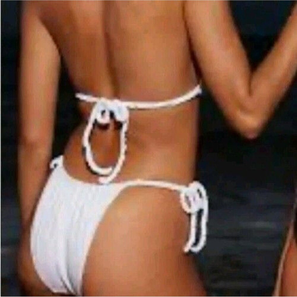 Aerie White Bikini Size XL Waist Crinkle Side Tie NWT